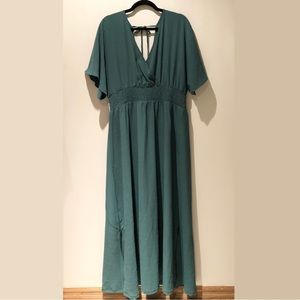 Unbranded Sea Jewel Green V Neck Maxi Dress Size:16/18